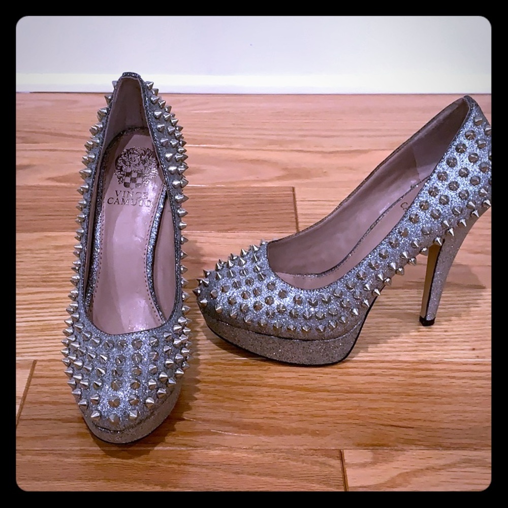 Beautiful glitter and spike Vince Camuto heels